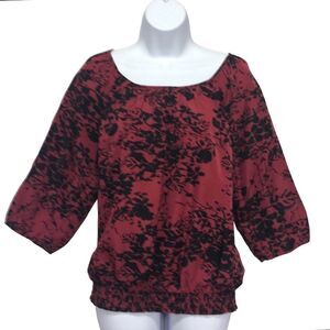 The Limited Red & Black Velvet Embossed Top Sz. small
